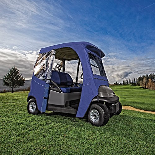 Classic Accessories Fairway Long Roof 4-Person Deluxe Golf Cart Enclosure, Black with Clear Windows