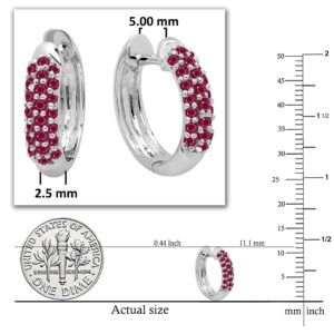 Dazzlingrock Collection 0.30 Carat (ctw) 18K Round Ruby Ladies Pave Set Huggies Hoop Earrings 1/3 CT, White Gold