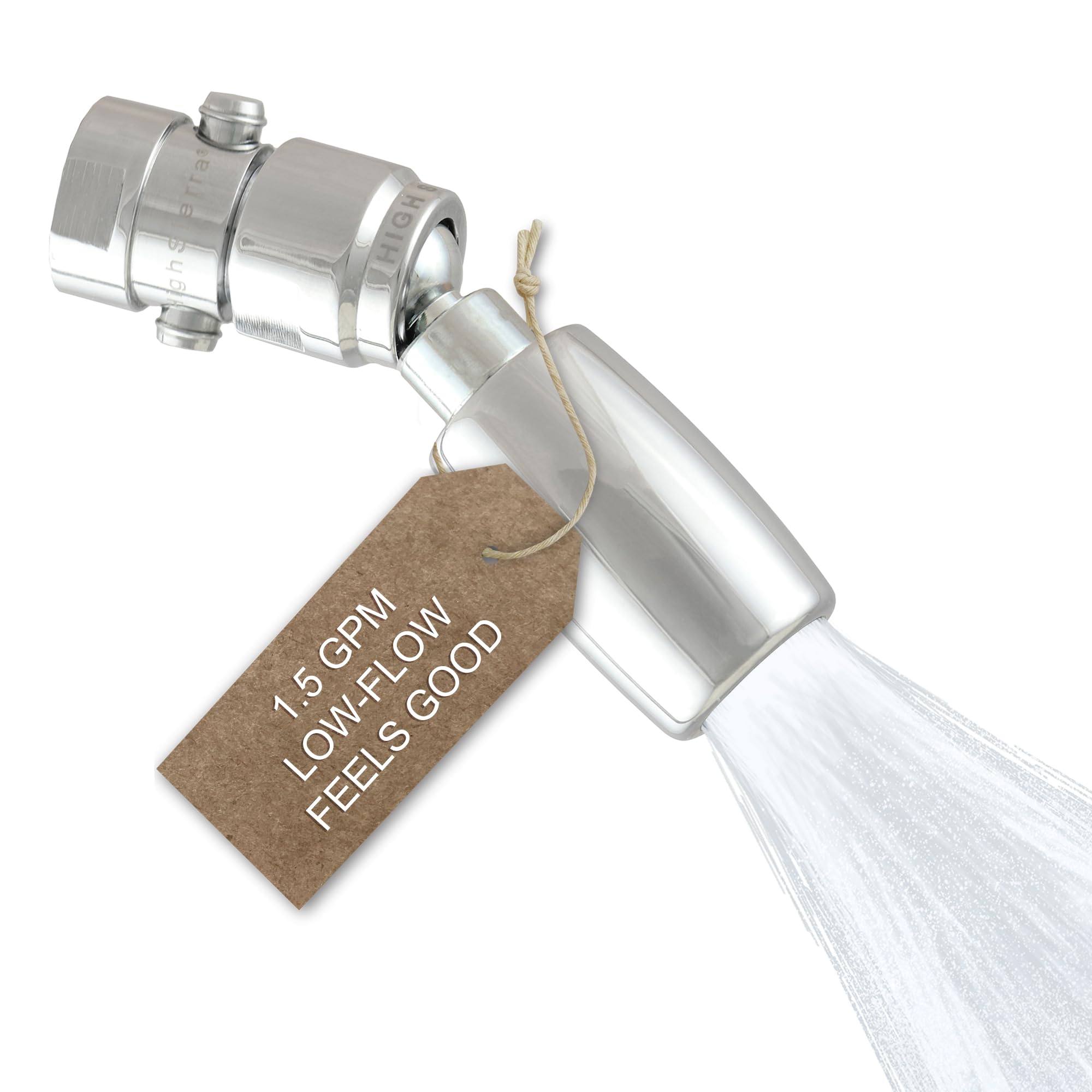 High Sierra Showerheads® - Solid Metal 1.5 GPM High-Efficiency, Low-Flow Shower Head with Pressure Control Valve that Shuts It Off to Just a Trickle - Chrome