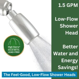 High Sierra Showerheads® - Solid Metal 1.5 GPM High-Efficiency, Low-Flow Shower Head with Pressure Control Valve that Shuts It Off to Just a Trickle - Chrome