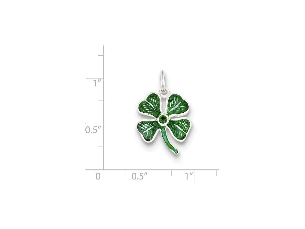 FJC Finejewelers Sterling Silver Enameled 4-leaf Clover with Green Glass Stone Charm