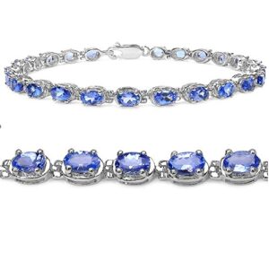 Genuine Oval Cut Tanzanite Tennis Bracelet for Women Crafted in Sterling Silver| 7.25 inches|Bracelets for Women