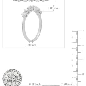 Dazzlingrock Collection 0.50 Carat (ctw) Round White Diamond Ladies Bridal Seven Stones Stackable Anniversary Wedding Band 1/2 CT|10K White Gold|Size 7