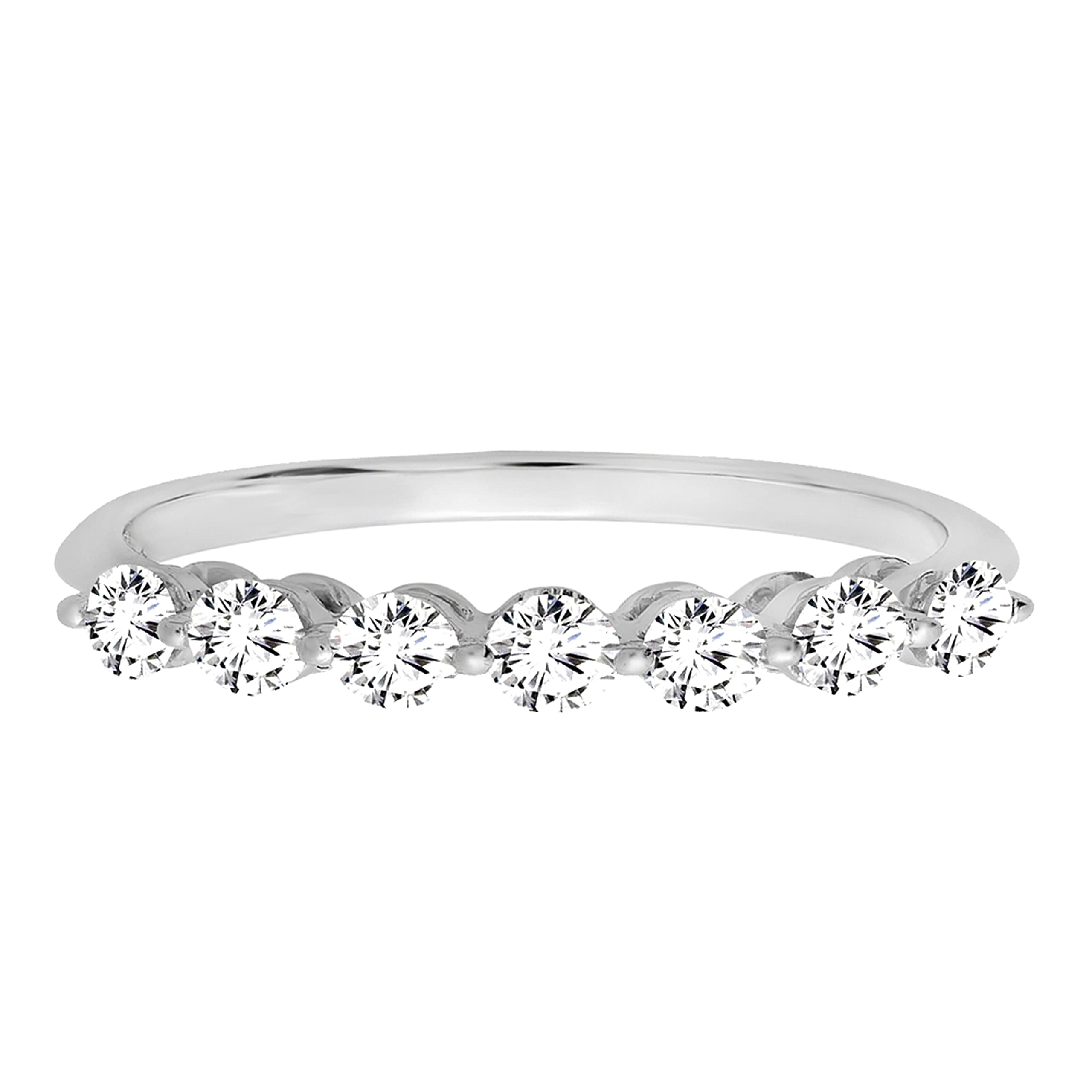 Dazzlingrock Collection 0.50 Carat (ctw) Round White Diamond Ladies Bridal Seven Stones Stackable Anniversary Wedding Band 1/2 CT|10K White Gold|Size 7