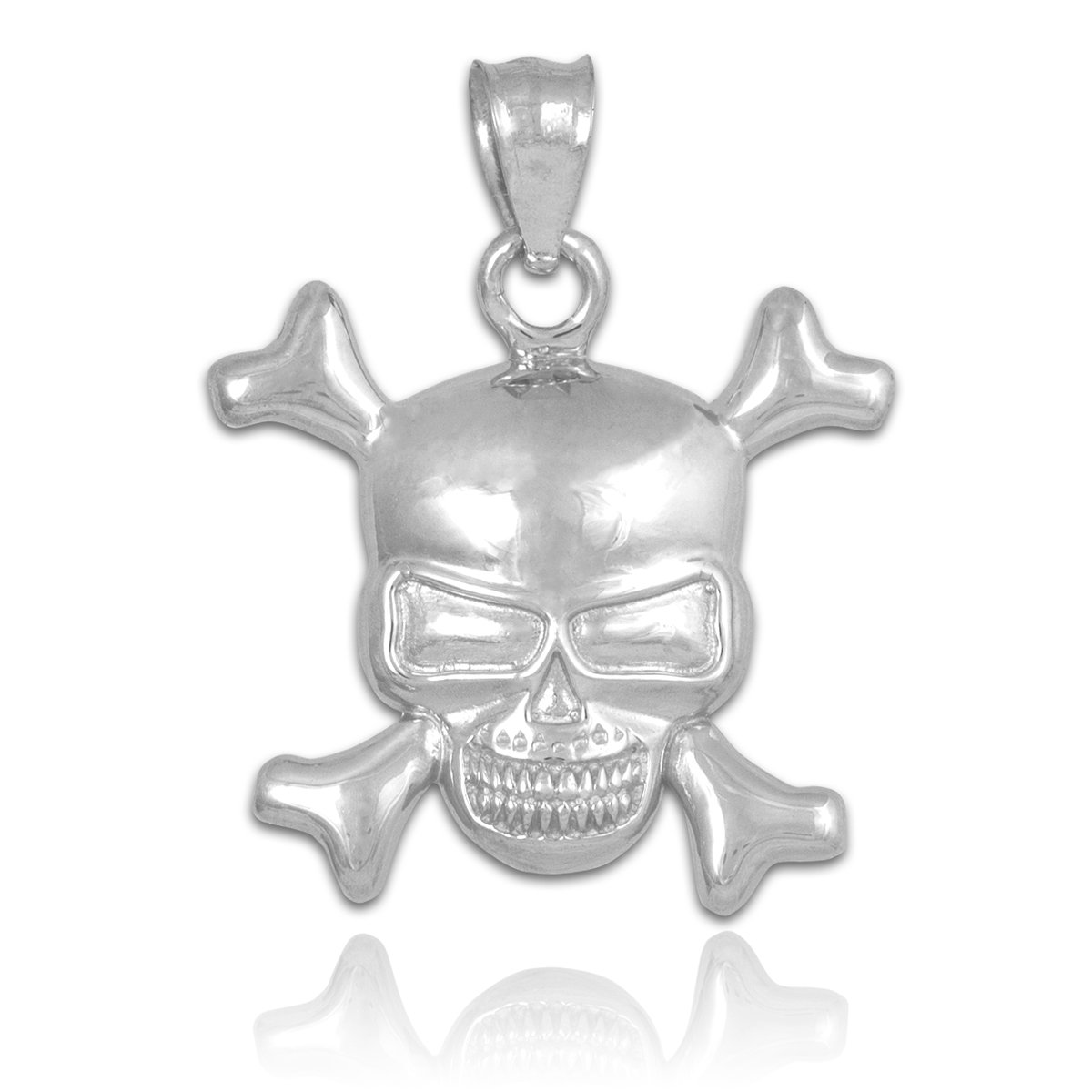 Claddagh Gold 925 Sterling Silver Skull and Crossbones Charm Pendant