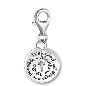 sexy sparkles charms for bracelets with lobster clip with god all things are possible jewelry with lobster clasp