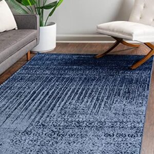 Unique Loom Del Mar Collection Area Rug - Jennifer (10' 6" x 16' 5" Rectangle, Blue/ Navy Blue)