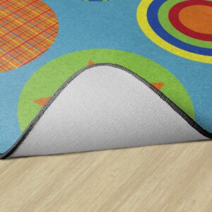 Flagship Carpets Patterned Circles Colorful Multicolor Seating Carpet for a Gathering Place, Children's Classroom Rug or Kids Educational Area, 7'6" x 12', Seats 24, Rectangle