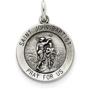 FJC Finejewelers Sterling Silver Antiqued Saint John the Baptist Medal Pendant Necklace Chain Included