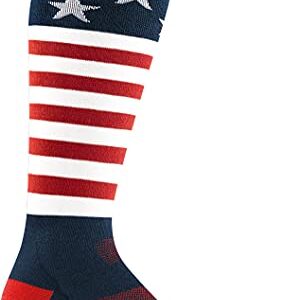 DARN TOUGH (Style 1815) Men's Captain Stripe Snow Sock - Stars and Stripes, Large