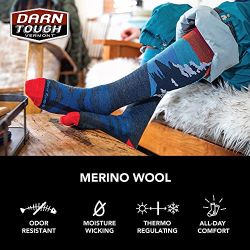 DARN TOUGH (Style 1815) Men's Captain Stripe Snow Sock - Stars and Stripes, Large