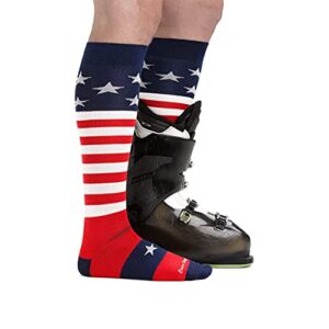 DARN TOUGH (Style 1815) Men's Captain Stripe Snow Sock - Stars and Stripes, Large