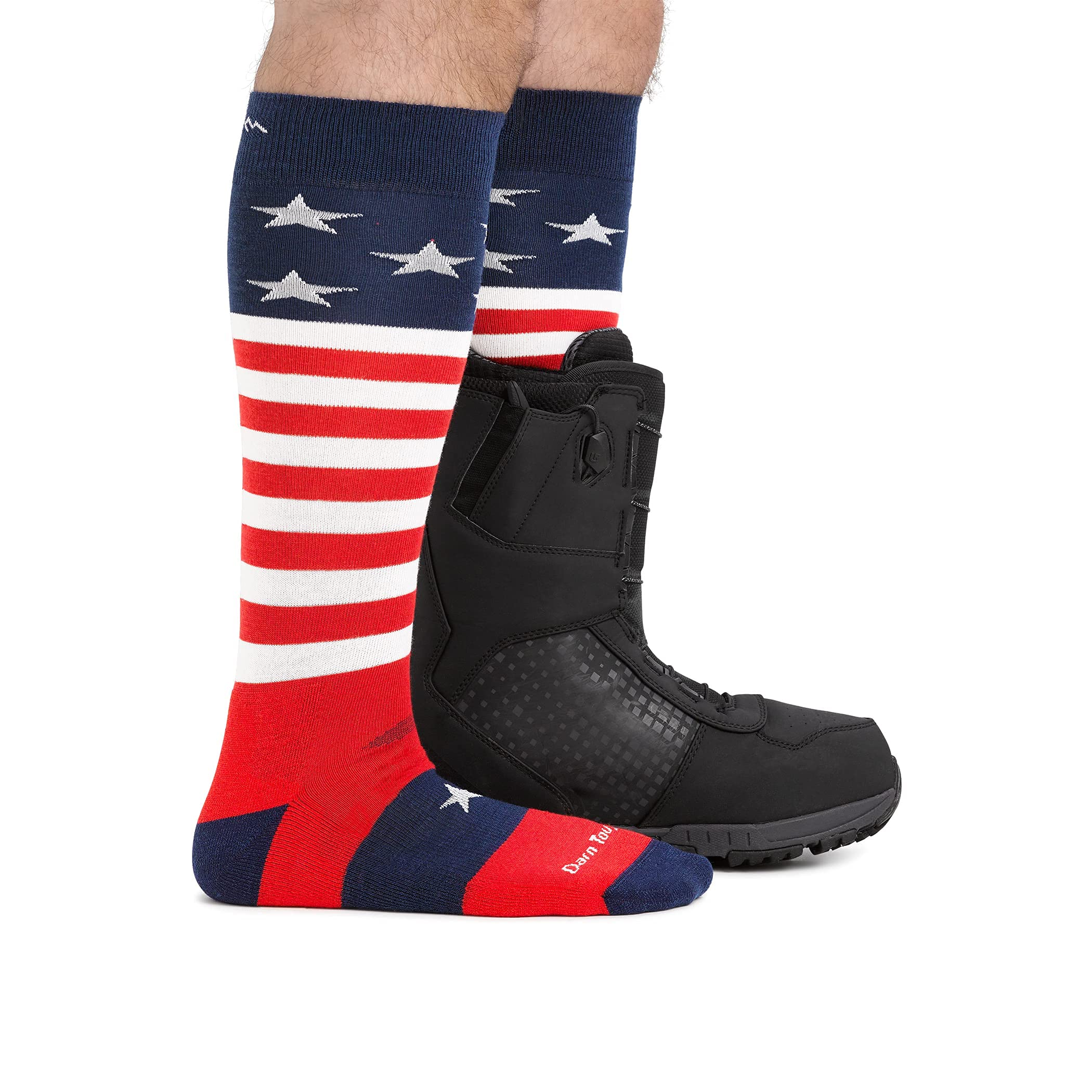 DARN TOUGH (Style 1818) Men's Captain Stripe Snow Sock - Stars and Stripes, Medium