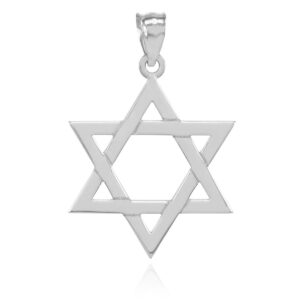 .925 Sterling Silver Traditional Jewish Six Pointed Star of David Magen Judaica Hexagram Pendant - Pendant Only