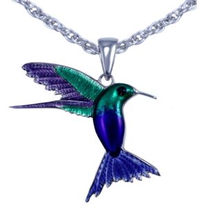 nautora hummingbird pendant crafted in fine enamels and sterling silver with 18 inch necklace chain