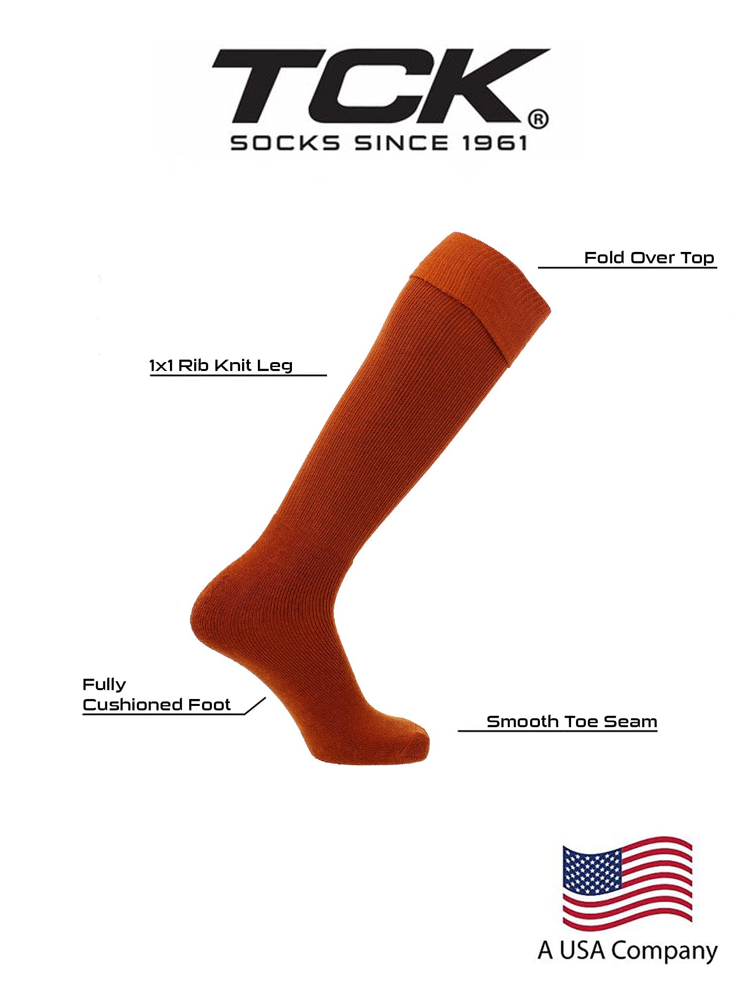 TCK Soccer Socks Multisport Tube MS (Texas Orange, Small)