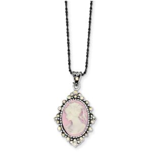 fjc finejewelers sterling silver crystal cameo pendant necklace w/ 16 chain chain included