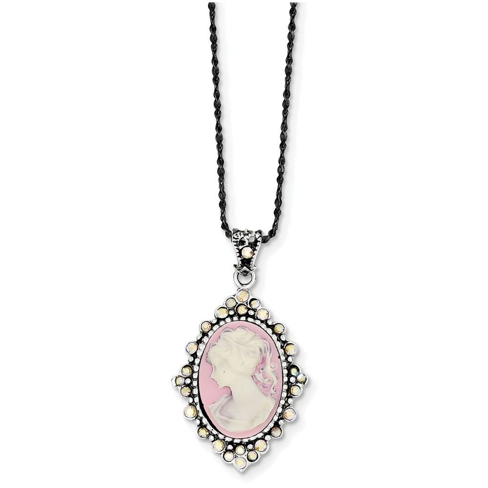 FJC Finejewelers Sterling Silver Crystal Cameo Pendant Necklace W/ 16 Chain Chain Included