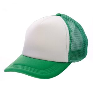 NYFASHION101 Blank Mesh Adjustable Snapback Cotton 6-Panel Trucker Hat Cap, Kelly Green/White