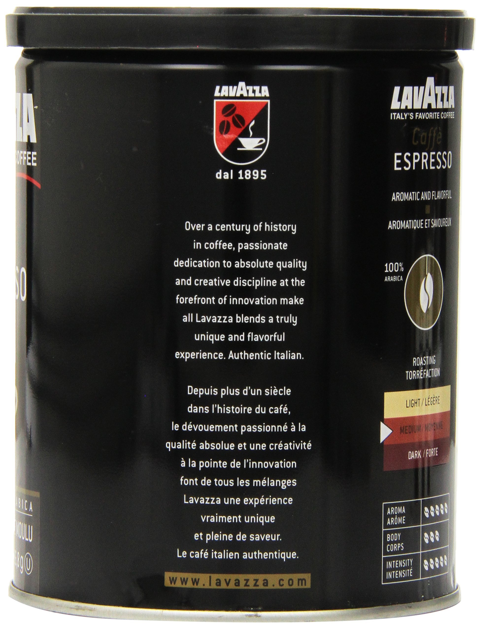 Lavazza Caffe Espresso Ground Coffee, 8-Ounce Cans (Pack of 3)