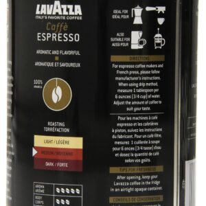 Lavazza Caffe Espresso Ground Coffee, 8-Ounce Cans (Pack of 3)