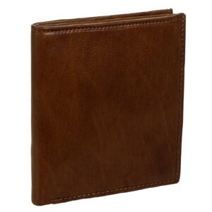 paul & taylor men's leather big hipster bifold wallet (british brown)