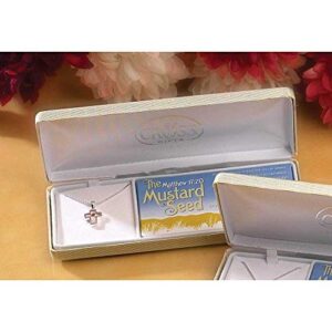 Dicksons The Mustard Seed Open Cross Pendant 18-20 inch Silver Plated Necklace in Jewelry Box with Sentiment Card