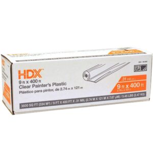 hdx 9 ft. x 400 ft. 0.31 mil high density painters plastic