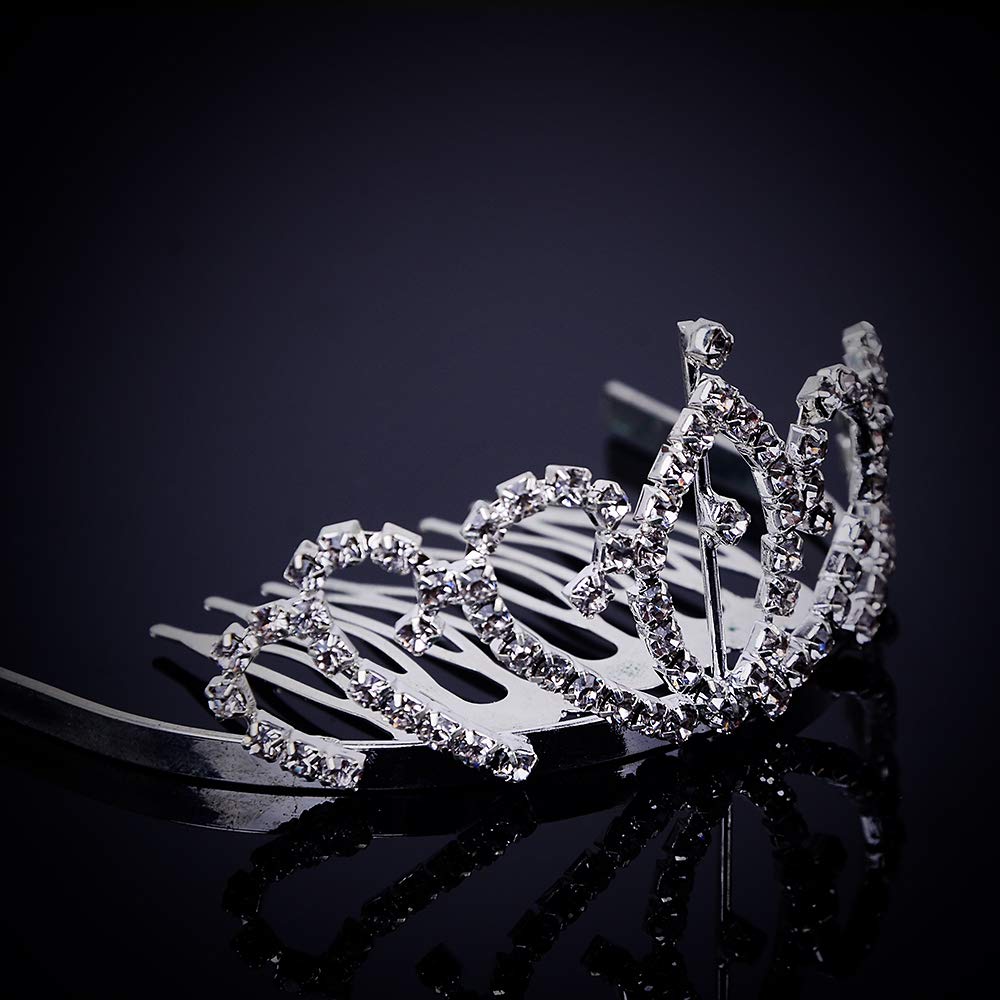 Mini 2.56 inchs Rhinestone Tiara Comb Crown for Girls Wedding Bride Prom Birthday Pegeant Prinecess Party