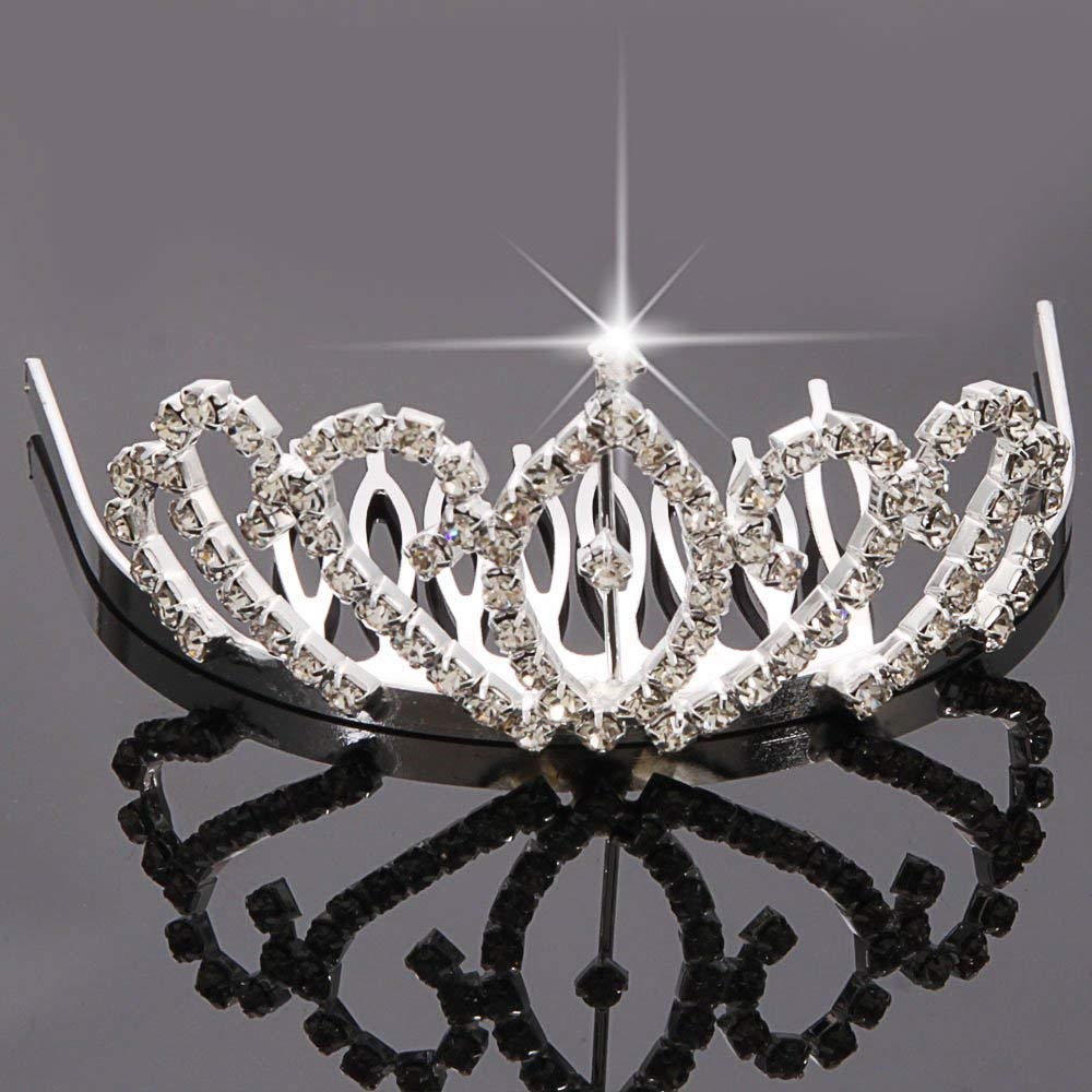 Mini 2.56 inchs Rhinestone Tiara Comb Crown for Girls Wedding Bride Prom Birthday Pegeant Prinecess Party