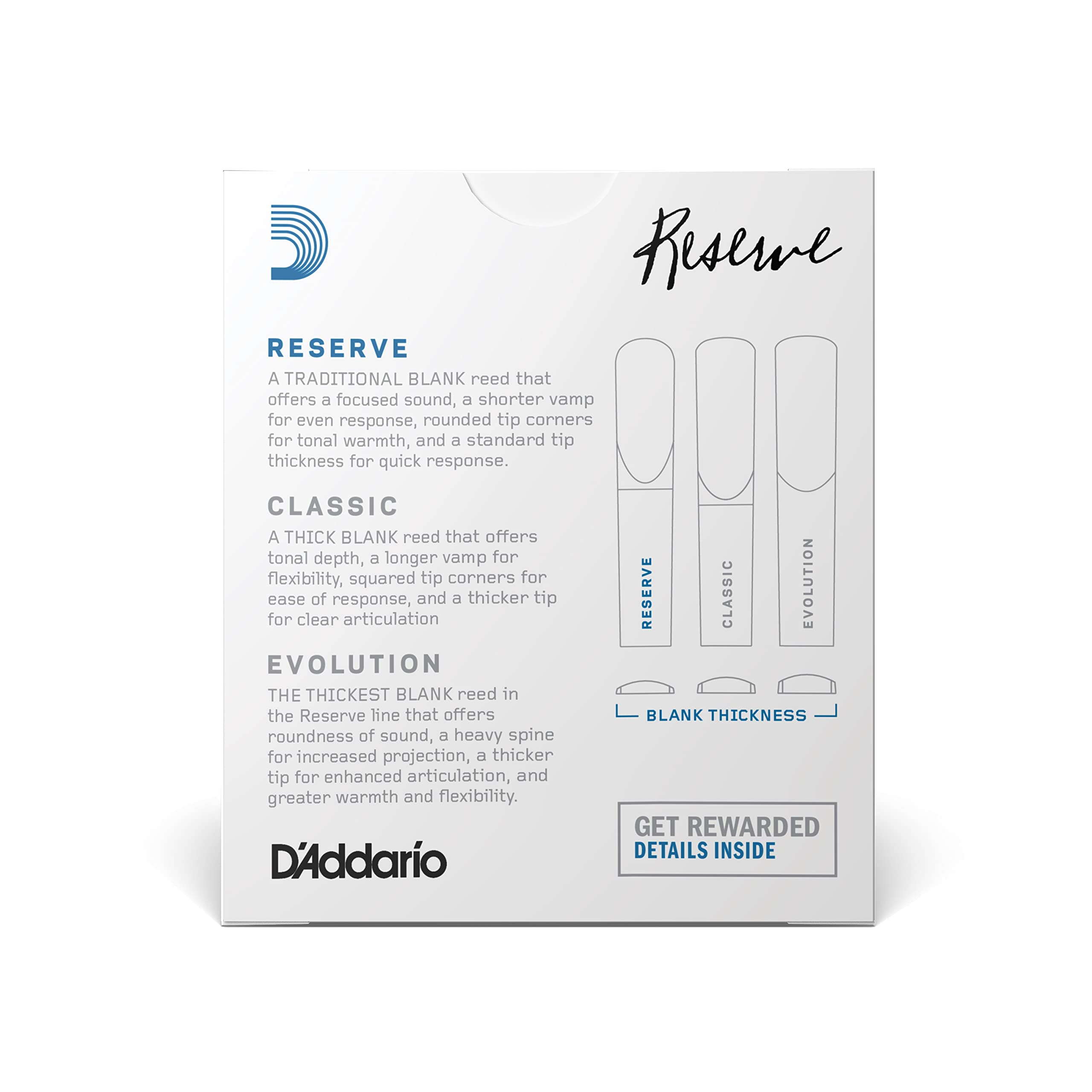 D'Addario Reserve Bb Clarinet Reeds, Strength 3.0, 10-pack