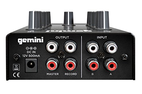 Gemini Sound MM1 Professional Audio 2-Channel Dual Mic Input Stereo 2-Band Rotary Compact DJ Podcast Mixer with Cross-Fader and Individual Gain Control