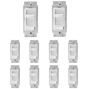 Leviton 6674-P0W SureSlide Universal 150-Watt LED and CFL/600-Watt Incandescent Dimmer, White, 10 Pack