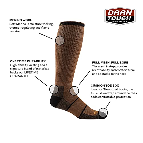 Darn Tough Men's Merino Wool Paul Bunyan Over-The-Calf Full Cushion Socks, Gravel, Large