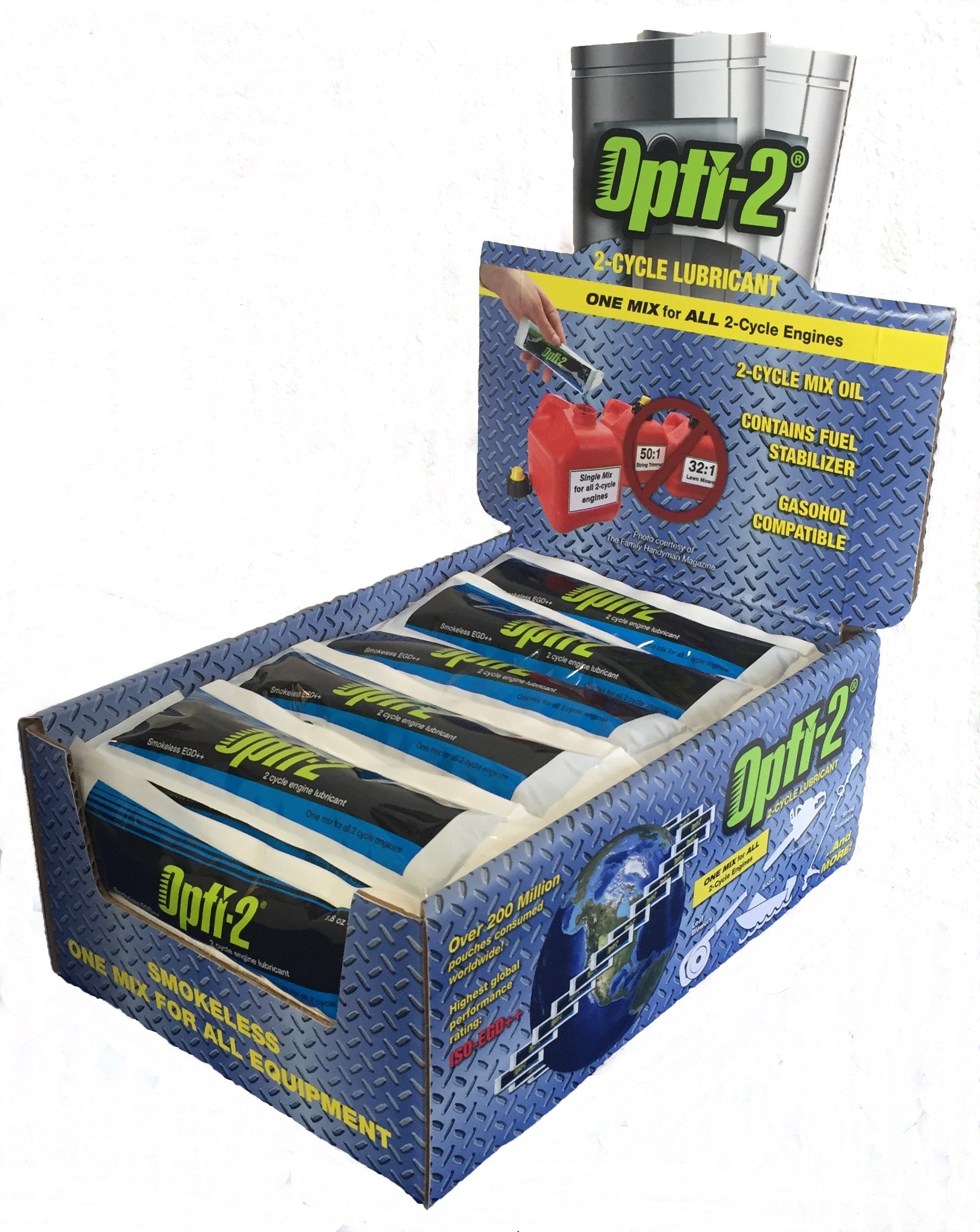 Opti-2 20096 1 Gallon Mix Pouches 2-Cycle Engine Lubricant a Box of 48