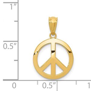 The Black Bow 14k Yellow Gold 13mm Polished Convex Peace Symbol Pendant