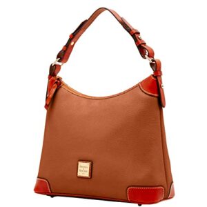 Dooney & Bourke Women's Hobo Shoulder Bag in Pebble Grain Leather, Large Handbag with Adjustable Shoulder Strap, Caramel