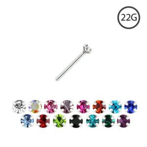 925 Sterling Silver Straight Nose Stud Ring Tiny Micro 1mm Clear 22G