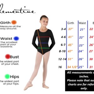 Clementine Apparel Girls Crew Neck Long Sleeve Leotard One Piece Tops Bodysuit Dancewear Costumes Light Blue, 6X-7