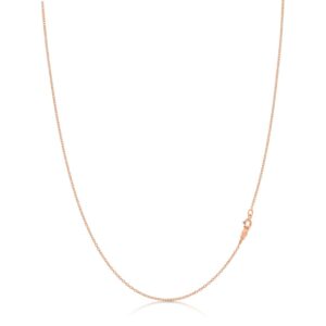 KEZEF Rose Gold Chain Necklace for Women, 1.3mm Silver Cable Chain, 18 Inch, with Spring-Ring Clasp, Italian Made