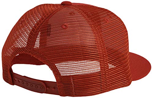 DECKY 6 Panel Flat Bill Trucker Cap, Red