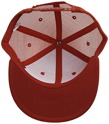 DECKY 6 Panel Flat Bill Trucker Cap, Red