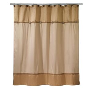 Avanti Linens - Fabric Shower Curtain, Embroidered Bathroom Decor (Braided Medallion Collection, 72")