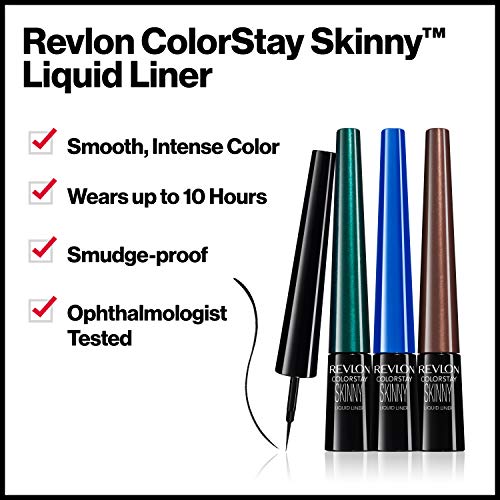 Revlon Skinny Liquid Eyeliner, ColorStay Eye Makeup, Waterproof, Smudge-proof, Longwearing with Ultra-Fine Tip, Black Out, 0.08 oz