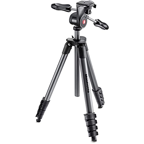 Manfrotto Compact Advanced Aluminum 5-Section Tripod Kit with 3-Way Head, Black (MKCOMPACTADV-BK)