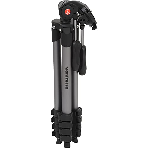 Manfrotto Compact Advanced Aluminum 5-Section Tripod Kit with 3-Way Head, Black (MKCOMPACTADV-BK)