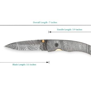 Perkin Knives Handmade Damascus Hunting Foldable Knife