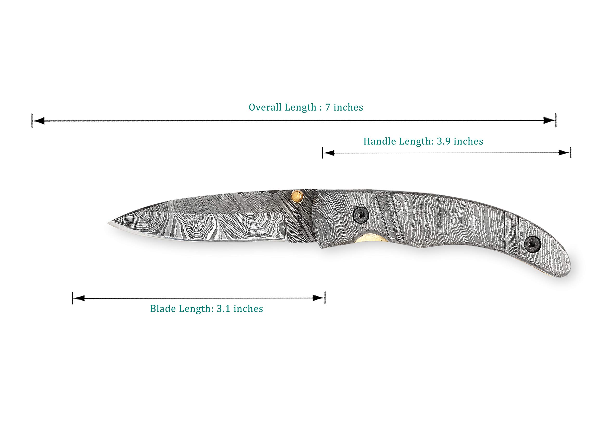 Perkin Knives Handmade Damascus Hunting Foldable Knife