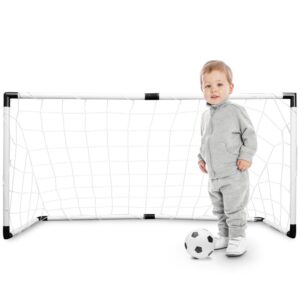 K-Roo Sports 2-Pack Youth Soccer Goals with Soccer Ball and Pump | Portable Goals with Nets and 6" Ball with Pump | Kids Activity, Practice Size Equipment | Travel and Backyard Play Toy for Children