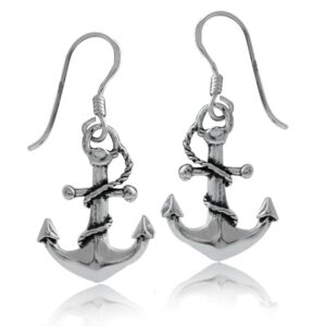 silvershake 925 sterling silver anchor dangle hook earrings